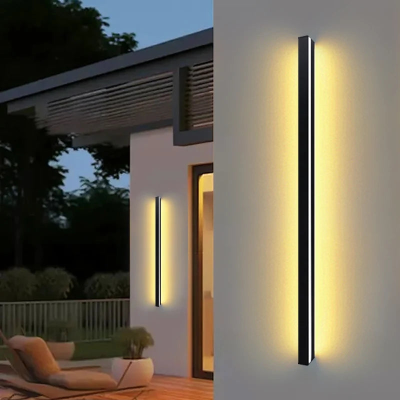 Modern LED Long Wall Lamp IP65 Waterproof Outdoor lighting AC220V Aluminum Black  Garden porch Sconces Decor Wall Lamp