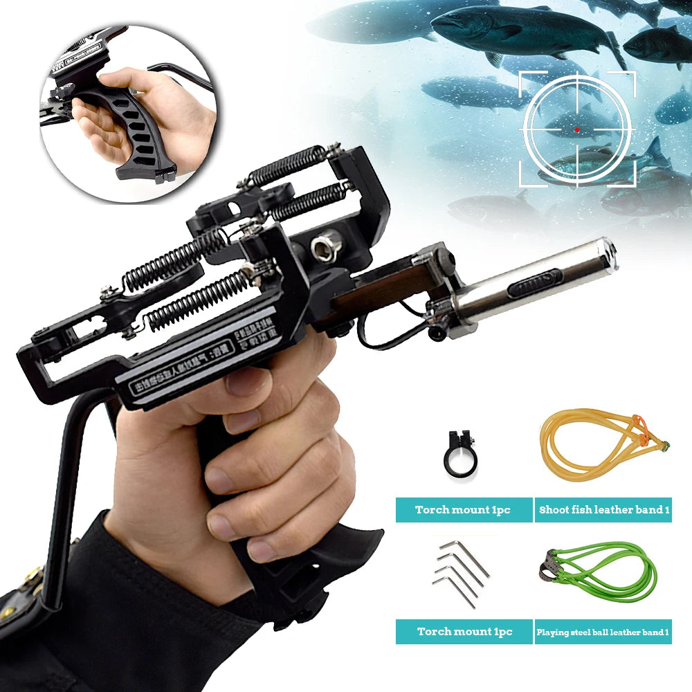 Professional Slingshot Metal Laser Fishing Hunting Catapult Outdoor Shooting Sports High Duty Powerful Sling Shot Arrow Rest