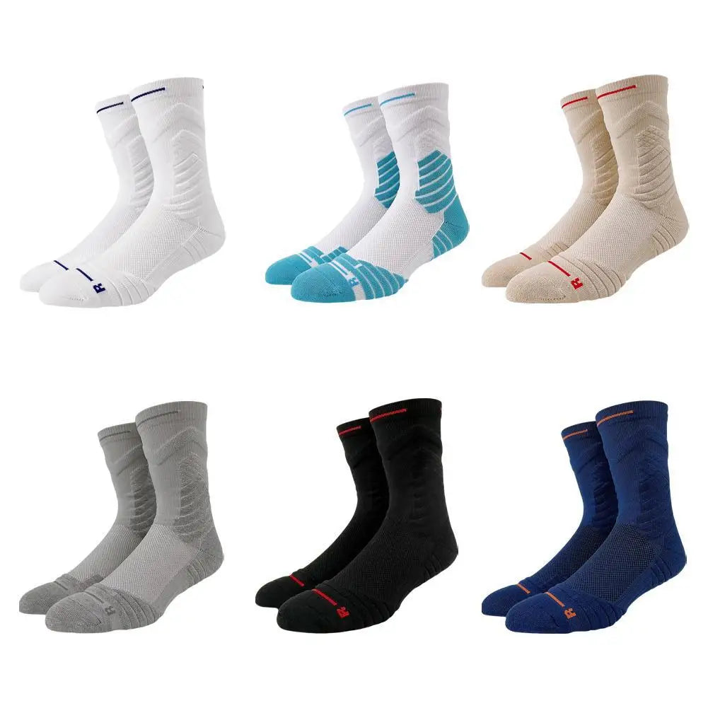 4 Pairs/Lot Professional Basketball Socks Breathable Men Mid-Tube Socks White Sports Socks Towel Bottom Men Basketball Socks