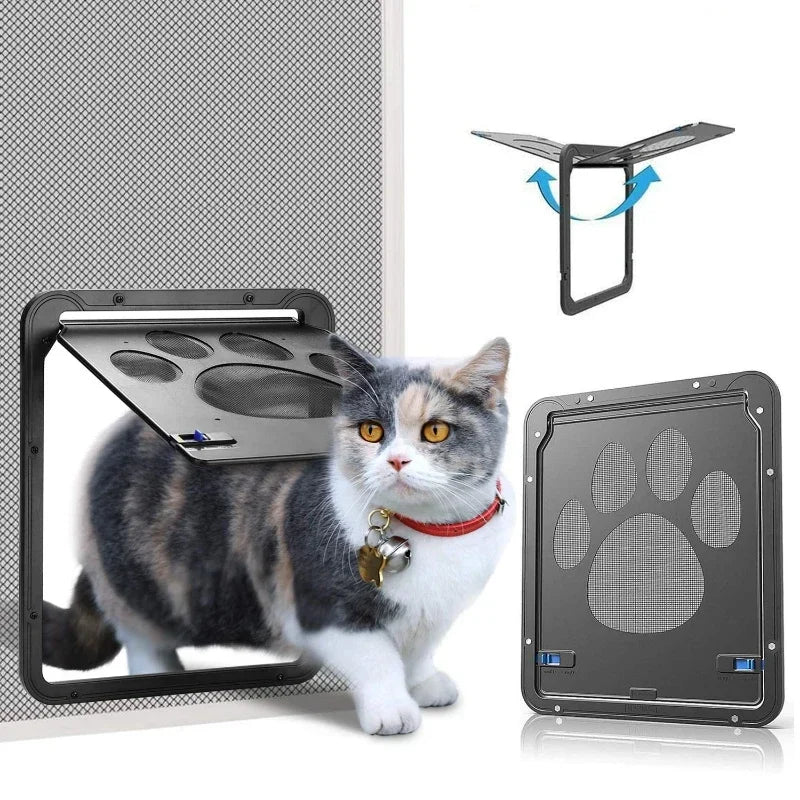 Pet Door New Safe Lockable Magnetic Screen Outdoor Dogs Cats Window Gate House Enter Freely Fashion Pretty Garden Easy Install