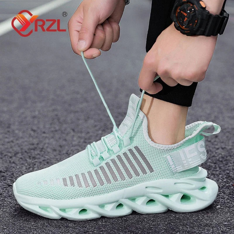 YRZL Men Shoes Comfortable Sneakers Womoen Breathable Couple Running Shoes Mesh Tenis Sport Shoes Size 36-46 Waling Sneakers Men