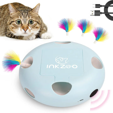 INKZOO Cat Toys, Interactive Cat Toys for Indoor Cats,  Smart Interactive Kitten Toy, Automatic 7 Holes Mice Whack-A-Mole