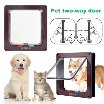 Smart Pet Door 4 Way Lock Security Flap Sliding Door Controllable Switch Cat Puppy Safety Gate Dog Kitten Flap Door Pet Supplies