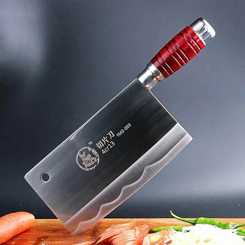 Razor Sharp Cleaver Knife Stainless Steel Chef's Knife Chinese Kitchen Knife Meat Cleaver 7.5 inch Blade Wood Handle Knife