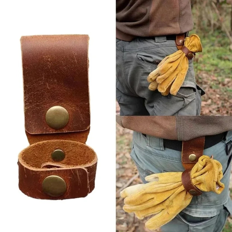 1PC Outdoor Camping Waist Storage Clip Gloves Key Loss Prevention Hook Outdoor Work Storage Leather Buckle Hiking Gadgets