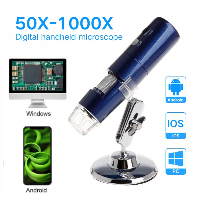 Wireless Digital Microscope 50X-1000X Magnification Flexible Stand For Android/IOS/PC/Mac Electronic Stereo Wifi Microscope