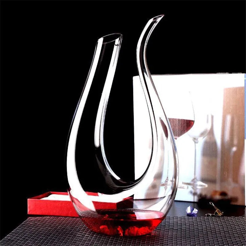 Crystal U-shaped Wine Decanter 1500ML Whiskey Decanter Carafe Set Luxury Handmade Red Wine Brandy Champagne Glass Bottle Party