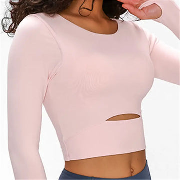 Nepoagym WIND Women Long Sleeve Cropped Top with Padded Bra Soft Yoga Top Comfortable Gym Workout Shirts