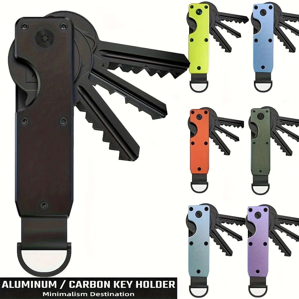 Key Organizer Compact Holder Metal Key Chain Minimalist key case holder for keychain Secures 2-6 Keys