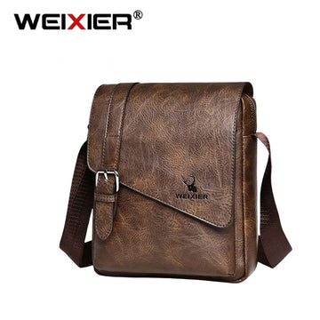 WEIXIER Men Retro Business Shoulder Bag New Fashion Brand PU Leather Handbag Versatile Travel Crossbody Tote Bags Toolkit 2024