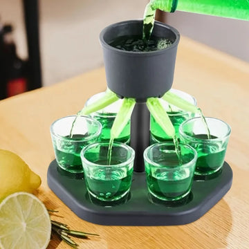 New In 2024 6 Shot Glass Dispenser Whisky Beer Wine Liquor Party Games Drinking Tools Bar Accessories