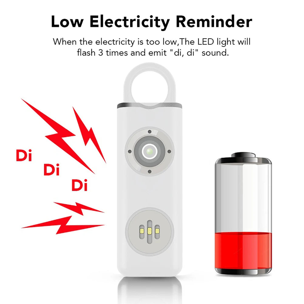 Personal Self Defense Alarm 130dB Anti-wolf Alert Safety Alarm For Female Carrying Rechargeable Emergency Alarm with Keychain