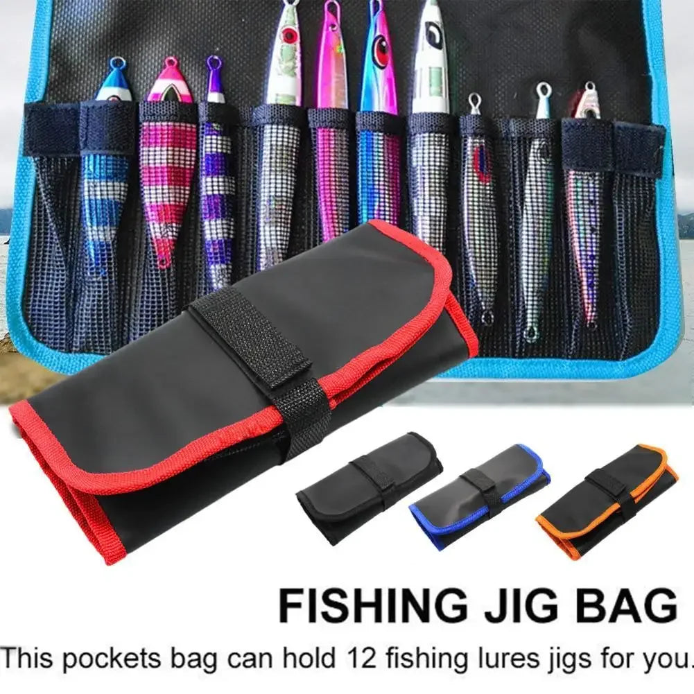 Fishing Lure Bag 12 Slots Fishing Bag Lure Organizer Bait Storage Bag Waterproof Adjustable Fishing Lure Jig Pocket