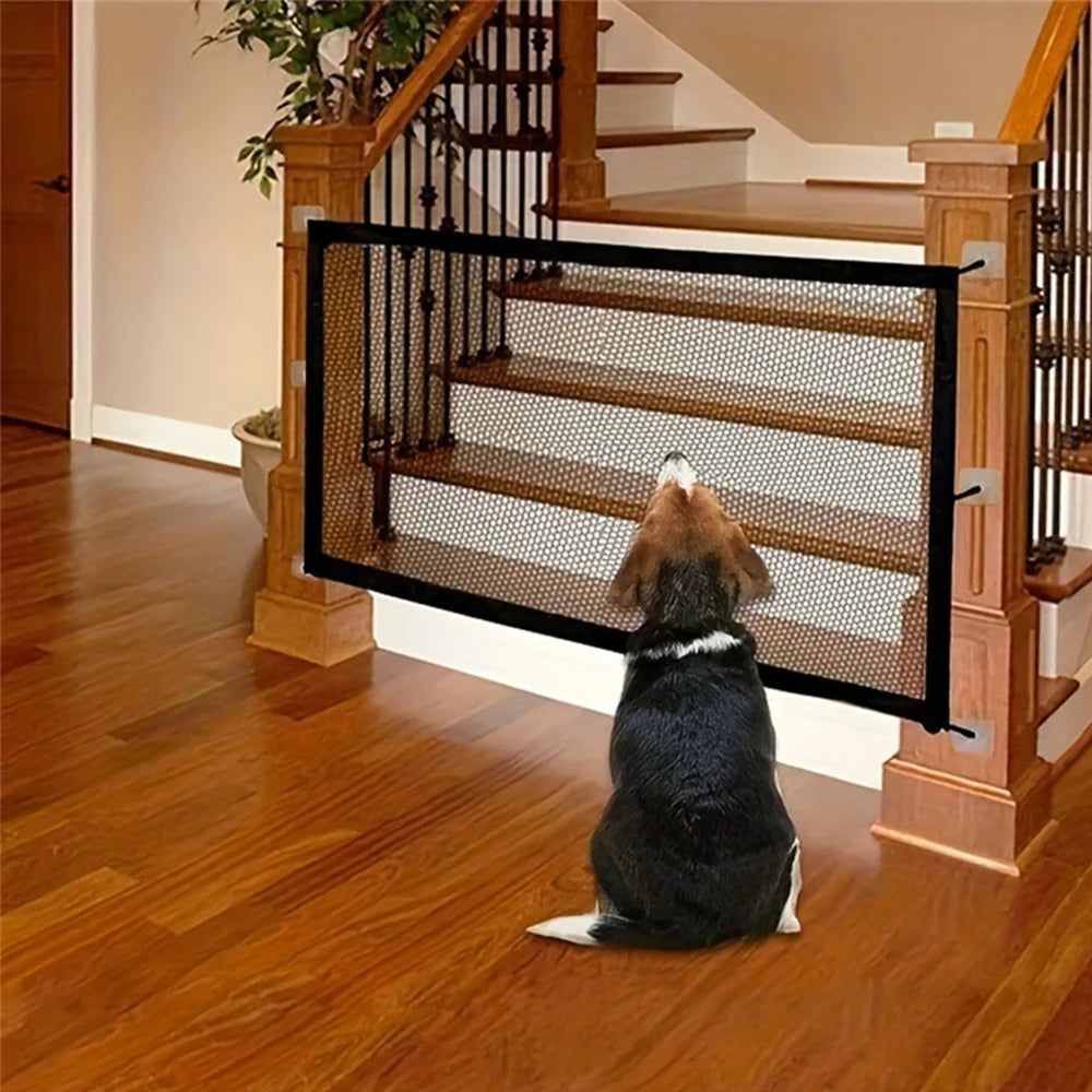 Pet Dog Barrier Fences With 6Pcs Hook Pet Isolated Network Stairs Gate New Folding Breathable Mesh Playpen For Dog Safety Fence