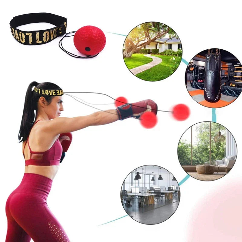 MMA Sanda Training Hand Eye Reaction Sandbag Fitness Boxing Equipment Boxeo Speed Ball Head-mounted PU Punch Ball