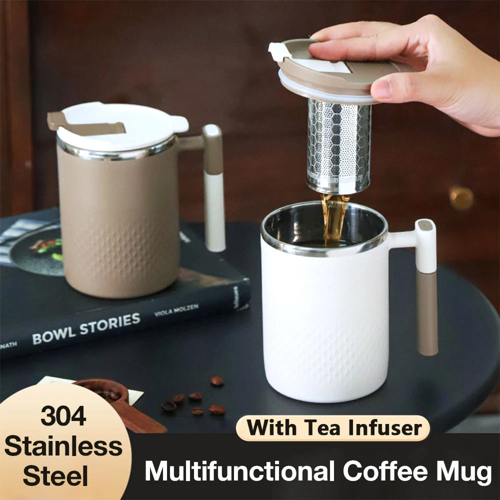 450ml Stainless Steel Liner Coffee Cup Mug With Tea Infuser Creative Portable Drinking Cup Milk Tea Coffee Cup Gift Drinkware