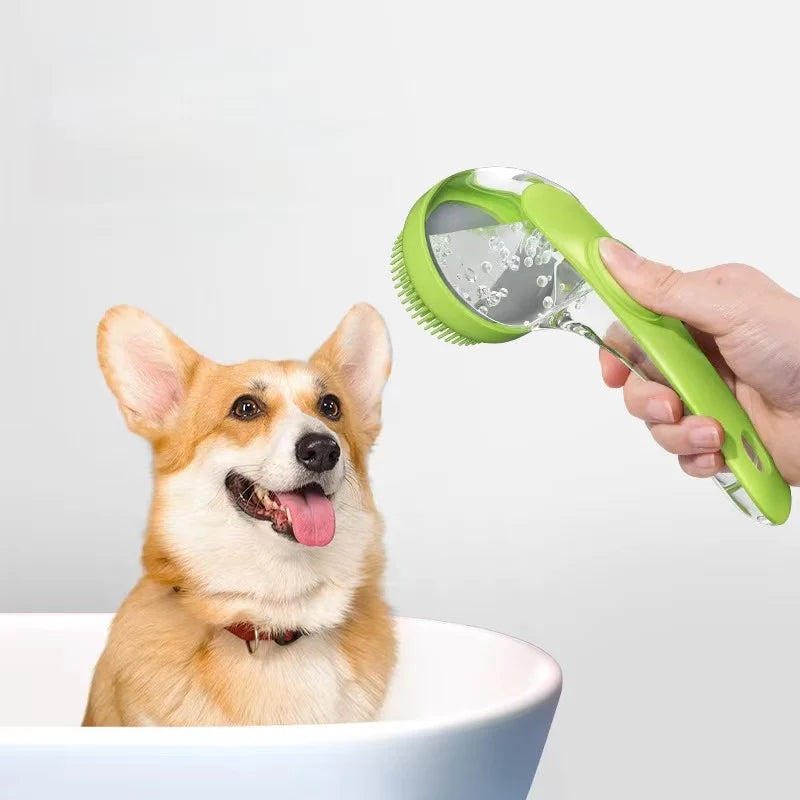 1pc Pet Bath Brush Soft Silicone Long Handle With Shampoo Dispenser Gentle Massage for Grooming and Cleaning Fur And Hair