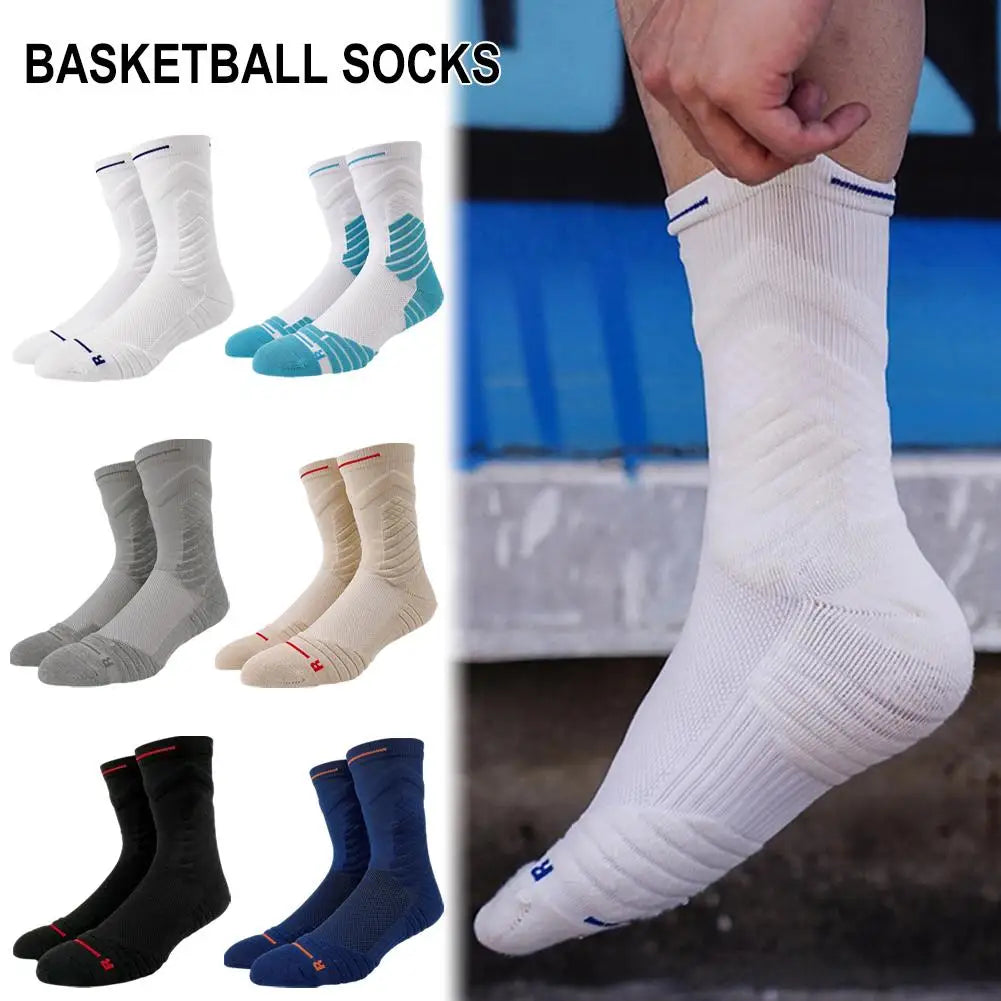 4 Pairs/Lot Professional Basketball Socks Breathable Men Mid-Tube Socks White Sports Socks Towel Bottom Men Basketball Socks