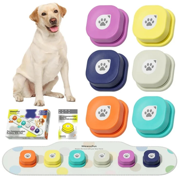 Mewoofun Voice Recording Button Pet Toys Dog Buttons for Communication Pet Training Buzzer Recordable Talking Button with Mat