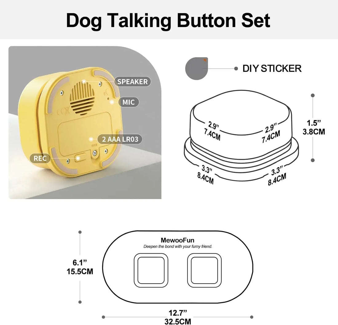 Mewoofun Voice Recording Button Pet Toys Dog Buttons for Communication Pet Training Buzzer Recordable Talking Button with Mat